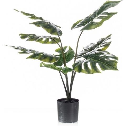 Kantoor kunstplant groene Monstera 60 cm in zwarte pot -