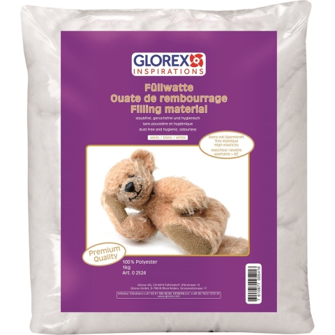 Glorex Hobby vulmateriaal - polyester - 1 kilo gram voor knuffels/kussens - wit - donzig -