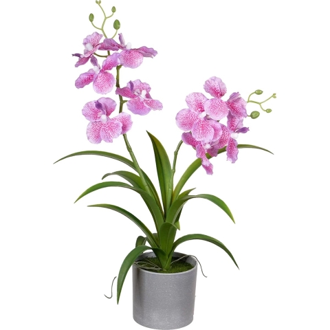 Orchidee bloemen kunstplant in bloempot - roze bloemen - H38 cm -