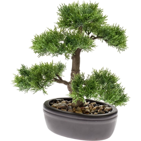Bonsai boompje kunstplant in kunststof pot 32 cm - Cedrus Atlantica Glauca -