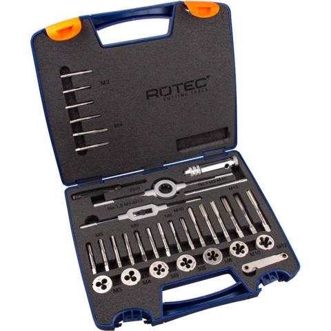 Rotec 900.2010K | Handtap- en snijplaatset | metrisch | in ABS-koffer | 33-dlg. - 900.2010K