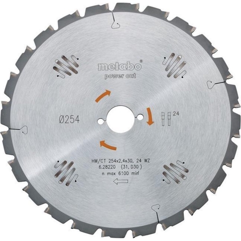 Metabo Accessoires Cirkelzaagblad HW/CT Ø 254x30, 24 WZ - 628220000