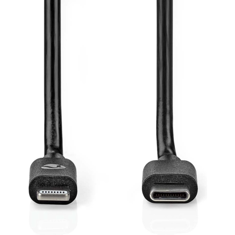 Nedis Lightning Kabel | USB 2.0 | Apple Lightning 8-Pins | USB-C™ Male | 480 Mbps | Vernikkeld | 1.00 m | Rond | PVC | Zwart | Label - CCGL39650BK10