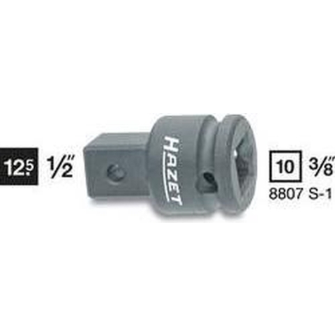 HAZET Vergrotingsstuk 8807S-1 · 3/8 inch (10 mm) vierkant hol · 1/2 inch (12,5 mm) vierkant massief · 22 mm
