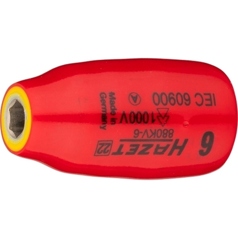 HAZET Dopsleutel · geïsoleerd 880KV-6 · 3/8 inch (10 mm) vierkant hol · Buiten-zeskant-tractieprofiel · SW 6 mm
