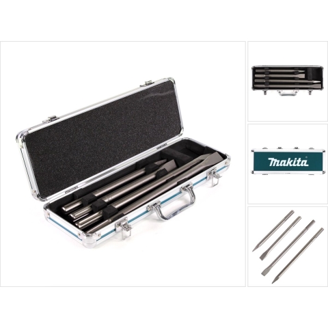 Makita Accessoires 4-delige SDS MAX beitelset: Punt, Vlak in aluminium koffer D-42466 - D-42466