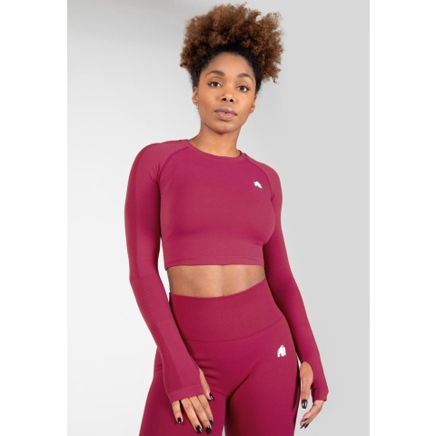 Gorilla Wear Hilton Seamless Cropped Long Sleeve - Fuchsia - XS/S