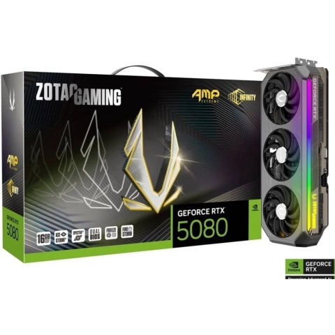 Zotac Nvidia RTX 5080 Videokaart AMP EXTRM INF 16GB 16 GB GDDR7-RAM PCIe x16 HDMI 2.1, DisplayPort 2.1 NVIDIA G-Sync , Overclocked