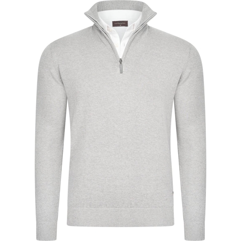 Cappuccino Italia - Heren Trui Mock Zip Pullover - Grijs - Maat XL