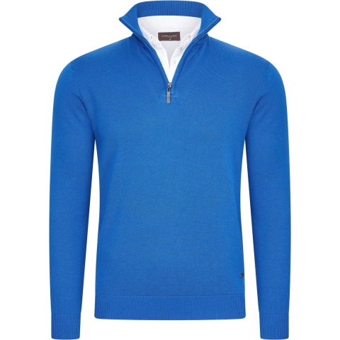 Cappuccino Italia - Heren Trui Mock Zip Pullover - Blauw - Maat XL