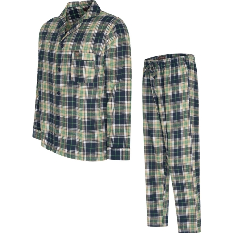 Cappuccino Italia Pyjamaset– Winterset met Knoopsluiting – 100% Katoen – Maat XL – Groen