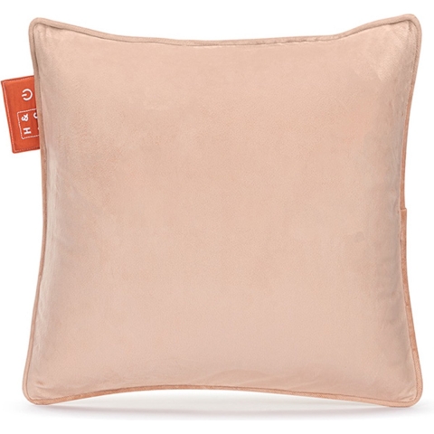 Home&Comfort - Verwarmd Kussen Draadloos - Fluweel Beige - Oplaadbaar