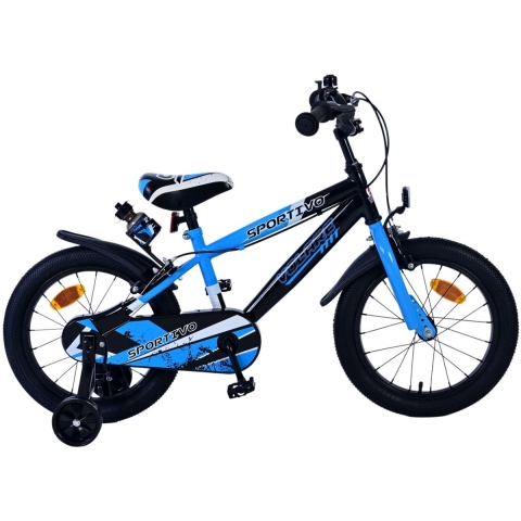 Volare Sportivo Kinderfiets - Jongens - 16 inch - Blauw Zwart - Twee Handremmen
