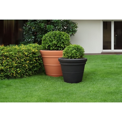 Ronde 180L zandkleurige plantenbak - Prestige