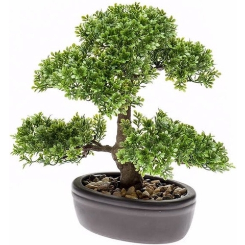 Bellatio flowers & plants Kunstplant Bonsai - Ficus boompje - 32 cm -