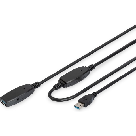 Digitus USB-kabel USB 3.2 Gen1 (USB 3.0 / USB 3.1 Gen1) USB-A stekker, USB-A bus 15.00 m Zwart Afgeschermd, Afgeschermd (dubbel) DA-73106