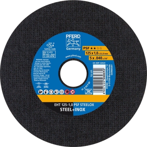 PFERD TOOLS EHT 125-1,0 PSF STEELOX 61721100 Doorslijpschijf recht 125 mm 25 stuk(s) RVS, Staal