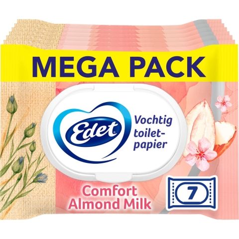 7x Edet Amandel Vochtig Toiletpapier FSC Vochtig 42 stuks