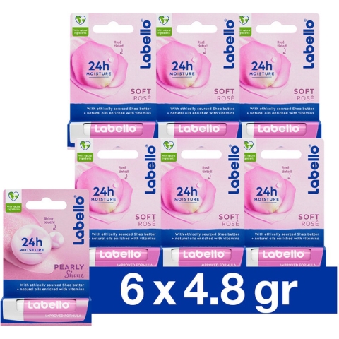 6x Labello Lippenbalsem Blister Soft Rose 4,8 gr