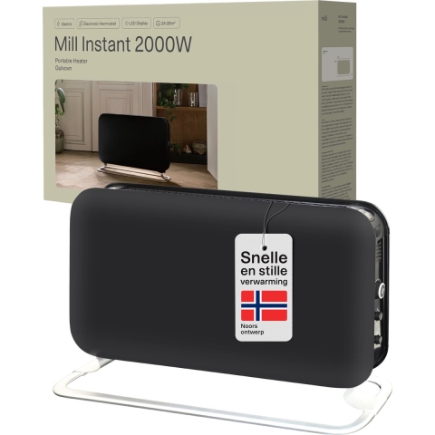 Mill SG2000LED Black draagbare convector kachel