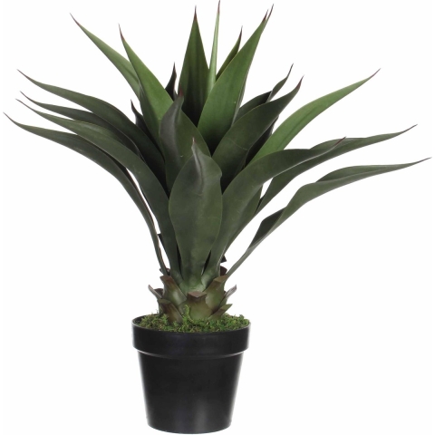 Mica Decorations Kunstplant Agava - groen - in zwarte pot - 60 cm -