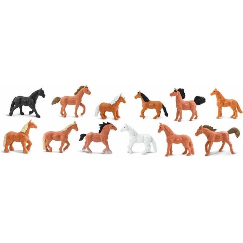 Plastic speelgoed figuren paarden 12 stuks -