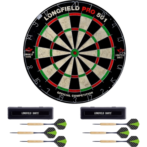Dartbord Longfield professional 45.5 cm met 6x goede kwaliteit dartpijltjes -