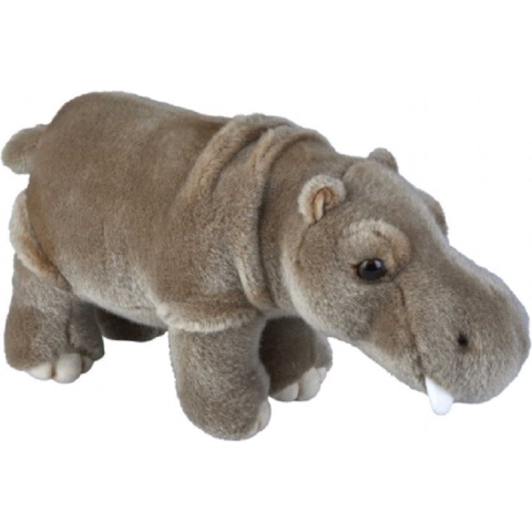 Ravensden Pluche knuffel - grijze nijlpaard - 28 cm - wilde dieren knuffel thema -