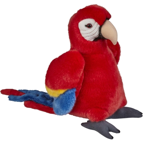 Pluche knuffel Macaw papegaai - rood - 28 cm - knuffeldieren - vogels - voor kinderen - speelgoed -