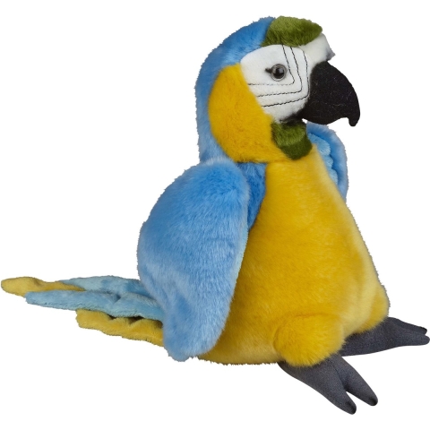 Pluche knuffel Macaw papegaai - blauw - 28 cm - knuffeldieren - vogels - voor kinderen - speelgoed -