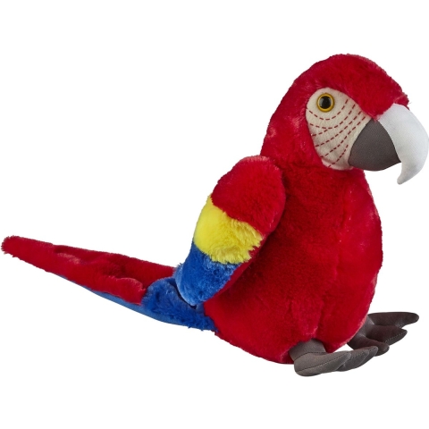 Pluche knuffel Macaw papegaai - rood - 30 cm - knuffeldieren - vogels - voor kinderen - speelgoed -