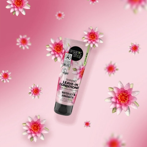 3x Organic Shop Shining Leave-In Conditioner Water Lily and Amaranth 75 ml