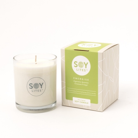 Soylites Soycandle Energise - Peppermint, Spearmint, Geranium & Ginger
