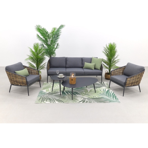 Bali loungeset 5-dlg c. bl/natural bark/mystic gr 207.5x83.5x77.5 - Garden impressions