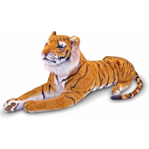 Grote tijger knuffel - liggend model - 100 cm - pluche - knuffeltijger - knuffeldier -