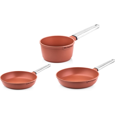 Westinghouse Pannenset Performance (koekenpan ø 24 & 28 cm + steelpan ø 18 cm) - rood - inductie en alle andere warmtebronnen