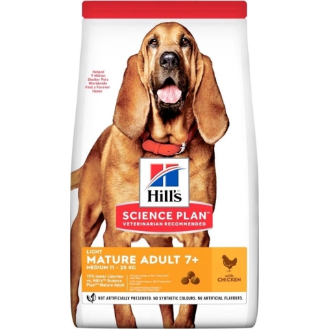 Hill&apos;s Mature Adult 7+ Light Medium met kip hondenvoer 14 kg