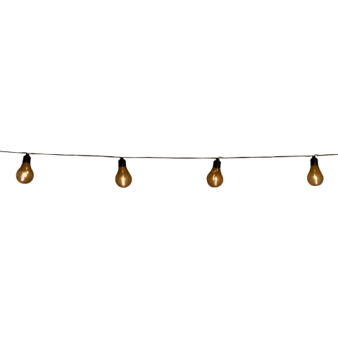 Solar 10 partylights met filament 4.5m/1.5m aanloopsnoer zwart / met steker en clip - Annas collection