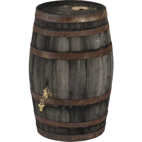 Regenton 50 liter oud met vulgat in deksel en messing - Vatenhandel stijf