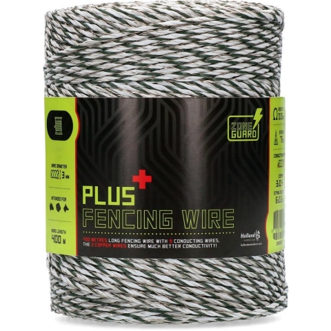 ZoneGuard 3 mm Plus afrasteringsdraad wit en groen 400 m