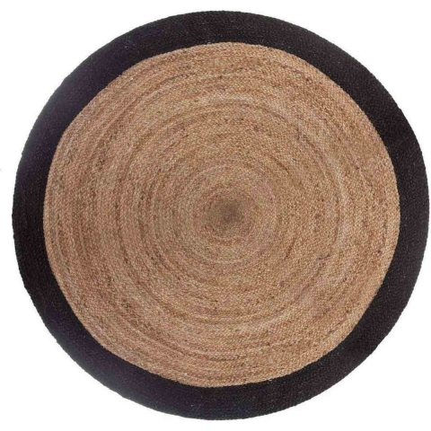 Atmosphera Jute vloerkleed rond met naturel met zwarte rand diameter 120 cm