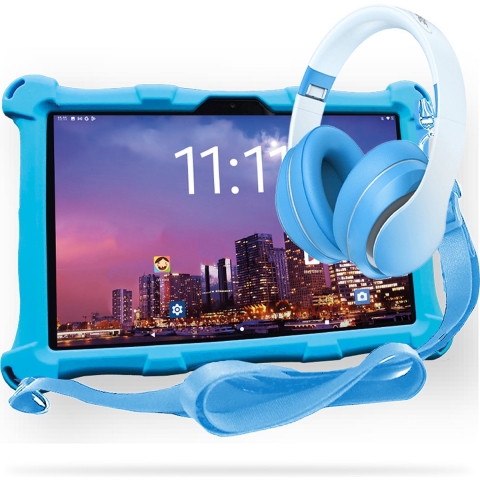 AngelTech Kinderpakket XL PRO II - Kindertablet XL PRO II + Kinderkoptelefoon– In Bol Sterrenreview 2024 - Vanaf 3 jaar - Combipakket - Blauw