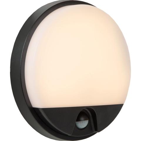 Lucide Hups IR - Buiten Wandlamp Met Sensor - Ø 21 X 4,9 Cm - 10W LED Incl. - IP54 - Zwart