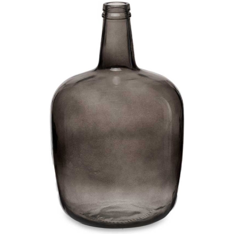 Bloemenvaas - flessen model - glas - grijs transparant - 22 x 39 cm -