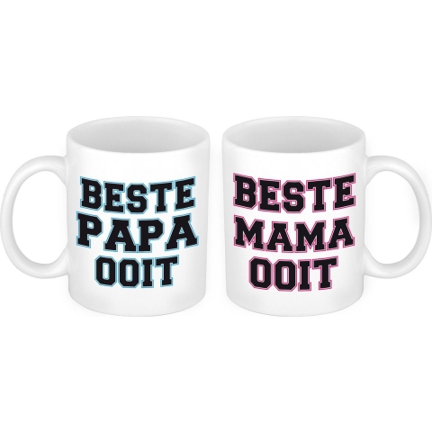 Beste Papa en Mama ooit mok - Cadeau beker set voor Papa en Mama -