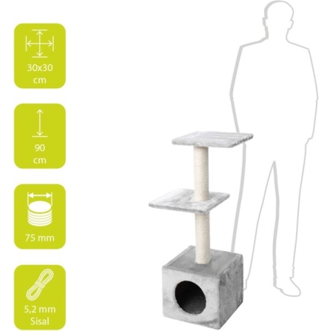 Ebi Classic Eco Palazzo - Krabpaal - Grijs - 30 x 30 x 90 cm