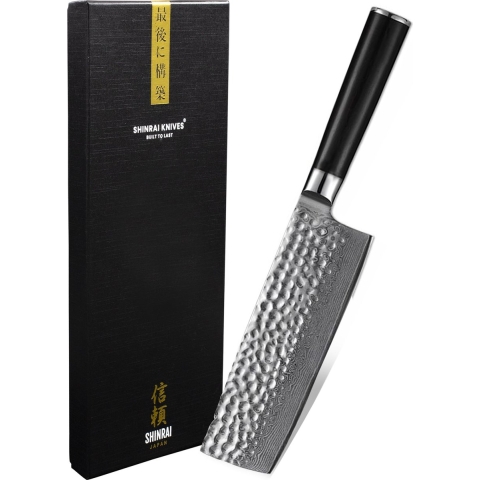 Shinrai Knives - Hammered Damast BR Nakiri mes 18 cm