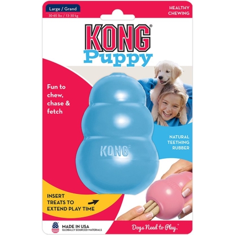 KONG Puppy Speelgoed - Willekeurige Kleur Roze of Blauw - Rubber – 10 cm - L