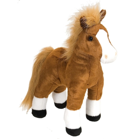 Wild Republic Pluche knuffel paardje - bruin - 30 cm - Paarden speelgoed dieren -