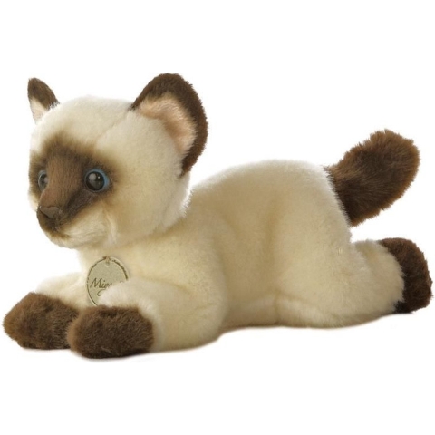 Pluche knuffel dier siamese kat/poes - beige - 20 cm - Knuffeldieren katten - speelgoed -